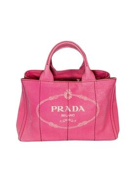 Prada Canapa Peonia Canvas Tote - Medium Handbag Pink BN2642